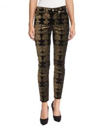 The Skinny Ankle Brocade Velvet Jeans at Neiman Marcus