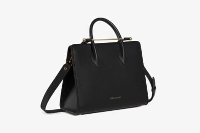 The Strathberry Midi Tote - Top Handle Leather Tote Bag - Black at Strathberry