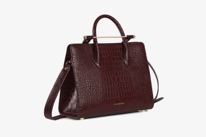 The Strathberry Midi Tote - Top Handle Leather Tote Bag - Burgundy at Strathberry