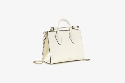 The Strathberry Nano Tote - Top Handle Leather Mini Tote Bag - Cream at Strathberry