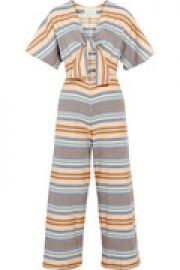 The Tie cutout striped basketweave cotton jumpsuit at The Outnet