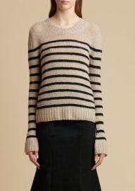 The Tilda Sweater in Powder and Black Stripe KHAITE at Khaite