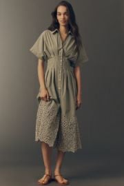 The Tobie Eyelet Shirt Dress By Exquise at Anthropologie