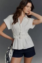 The Tobie Pleated Blouse By Exquise Double Buckle Edition at Anthropologie