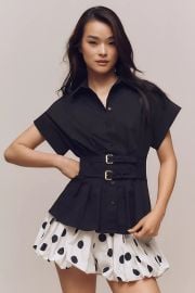 The Tobie Pleated Blouse By Exquise Double Buckle Edition at Anthropologie