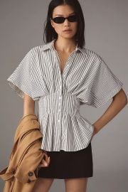 The Tobie Short Sleeve Pleated Blouse By Exquise at Anthropologie