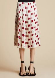 The Tudi Skirt in Cream with Red Lip Print KHAITE at Khaite