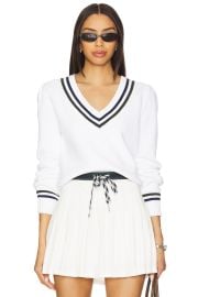 The Upside Soony V Neck Sweater In White at Revolve