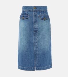 The Vent Front high-rise denim midi skirt at Mytheresa