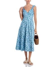 The White Lotus x Aqua Printed Tie Shoulder Midi Dress at Bloomingdales