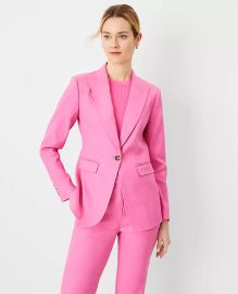 The Wide Peak Lapel One Button Blazer in Linen Blend at Ann Taylor