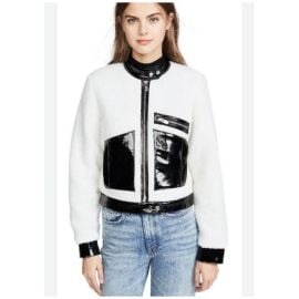 The mighty company St. Andrews sherpa patent leather jacket M NWT Trendy Casual at eBay