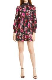 Thea Mock Neck Blouson Sleeve Babydoll Dress at Nordstrom