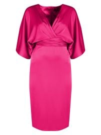 Theia V Neck Satin Dress in Soft Dahlia at Saks Fifth Avenue