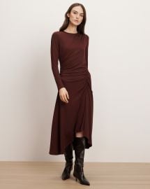 Theodora Ruched Midi Dress in Raisin at Veronica Beard