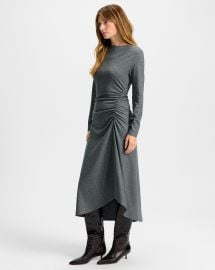 Theodora Wool Midi Dress in Medium Heather Grey at Veronica Beard