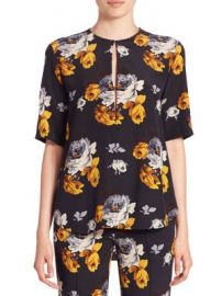 Theory - Antazie Silk Floral-Print Top at Saks Fifth Avenue