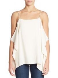 Theory - Petteri Draped Cold-Shoulder Crepe Top at Saks Fifth Avenue