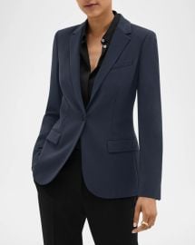 Theory Admiral Crepe One Button Staple Blazer at Neiman Marcus
