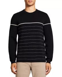 Theory Arnaud Striped Slim Fit Crewneck Sweater Bloomingdales at Bloomingdales