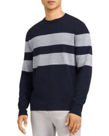 Theory Arnauld Striped Crewneck Merino Sweater Bloomingdales at Bloomingdales