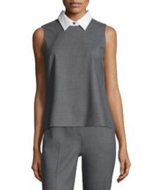 Theory Audressa Cavalry Twill Top with Detachable Collar at Neiman Marcus