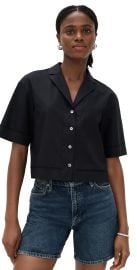 Theory Boxy Lapel Shirt Black XL at Shopbop