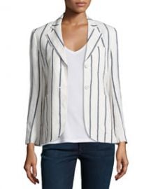 Theory Brightdale Wide-Stripe Wool Blazer WhiteBlue at Neiman Marcus