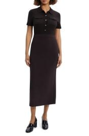 Theory Button Front Mixed Media Crepe Dress at Nordstrom