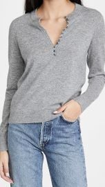 Theory Button Placket Henley Cashmere Sweater in Husky at Shopbop