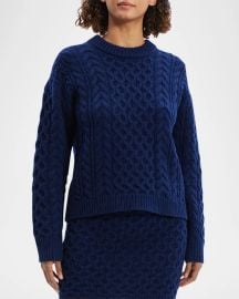 Theory Cable-Knit Aran Wool-Cashmere Sweater at Neiman Marcus