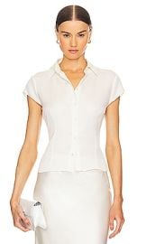 Theory Cap Sleeve Blouse In Ivory at Revolve