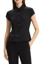 Theory Cap Sleeve Silk Shirt at Nordstrom