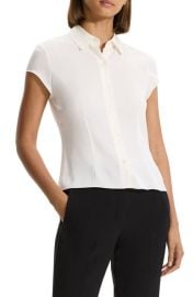 Theory Cap Sleeve Silk Shirt at Nordstrom