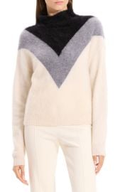 Theory Chevron Yoke Brushed Cashmere Sweater at Nordstrom