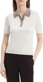 Theory Contrast Wool Blend Polo Sweater Regular Petite at Nordstrom Rack
