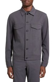 Theory Cotton Blend Twill Trucker Jacket in Balsam Green/Ivory at Nordstrom