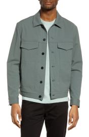 Theory Cotton Blend Twill Trucker Jacket in Balsam Green/Ivory Size Xx-Large at Nordstrom