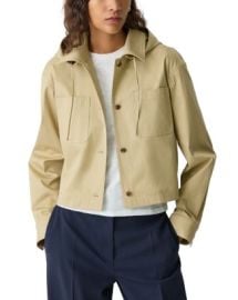 Theory Cotton Stretch Chino Hooded Cropped Jacket Bloomingdales at Bloomingdales