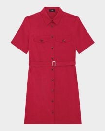 Theory Crunch Linen Military Shirtdress at Neiman Marcus