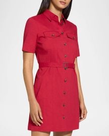 Theory Crunch Linen Military Shirtdress at Neiman Marcus