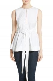 Theory Desza Belted Stretch Cotton Top at Nordstrom