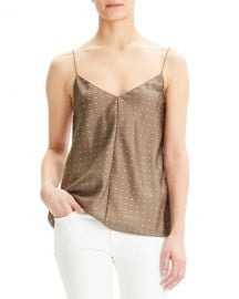 Theory Dot Overlay V-Neck Silk Camisole at Neiman Marcus