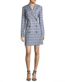 Theory Double-Breasted Maple Check Blazer Dress at Neiman Marcus