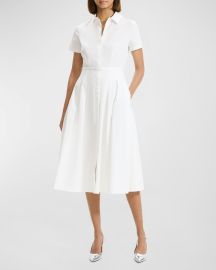 Theory Downing Cotton Short-Sleeve Midi Shirtdress at Neiman Marcus