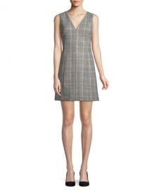 Theory Easy V-Neck Plaid Shift Dress at Neiman Marcus