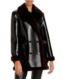 Theory Faux Leather  Faux Fur Peacoat   Bloomingdales at Bloomingdales