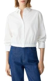 Theory Fixed Sleeve Cotton Blend Button-Up Bubble Shirt at Nordstrom