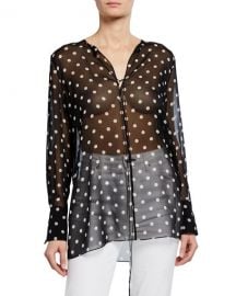 Theory Fluid Dot-Print Silk Tunic at Neiman Marcus