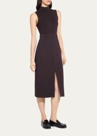 Theory Funnel Neck Admiral Crepe Sleeveless Midi Dress at Bergdorf Goodman